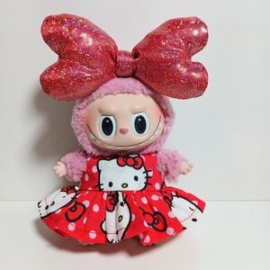 Custom Hello Kitty Valentines Day Dress and Heart Bow Made to fit Labubu